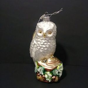 NEW White Owl glass Ornament
